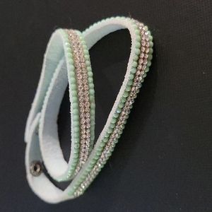 Women's mint green bling wrap bracelet